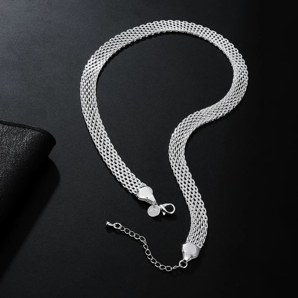Beautiful 2 Pc. Necklace and Bracelet Set Mesh / Net - 925 Sterling Silver - Picture 5 of 13